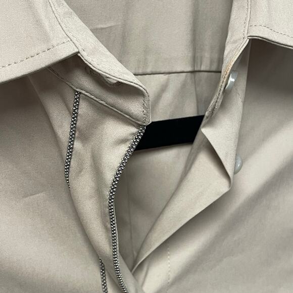 NWD Brunello Cucinelli Monili-Trim Shirt in Cotton Silk Blend Beige Womens XXS - Picture 4 of 12